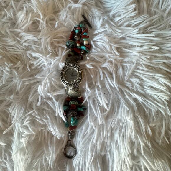 Womens 22mm Silver Southwestern Fossil Charm Bracelet Watch - Picture 3 of 4